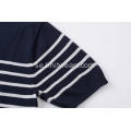 Mäns Strikkad Stripe Polo Shirt